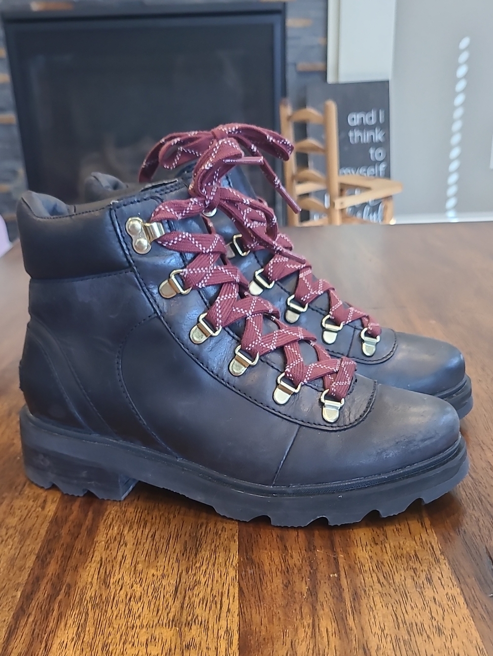 Sorel Lennox Hiker Boots Women’s Waterproof Black Leather size 8.5